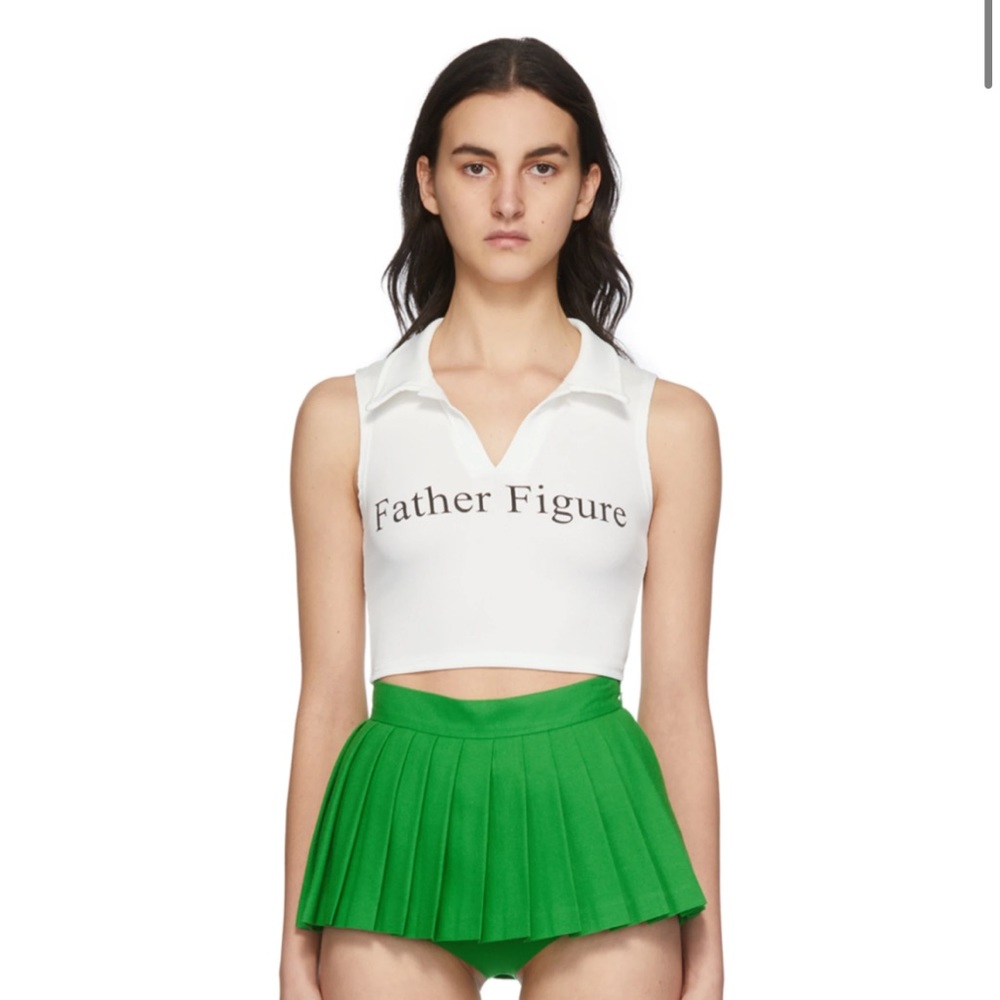 Praying Father Figure Ribbed Cropped Polo Tank